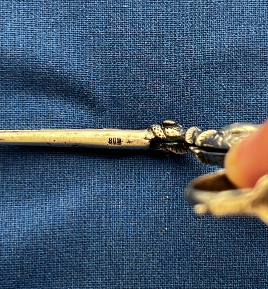 Antigua abrazadera de cigüeña de plata 800 con marca de fabricante + tijeras de coser Revlon Foto 3 de 4