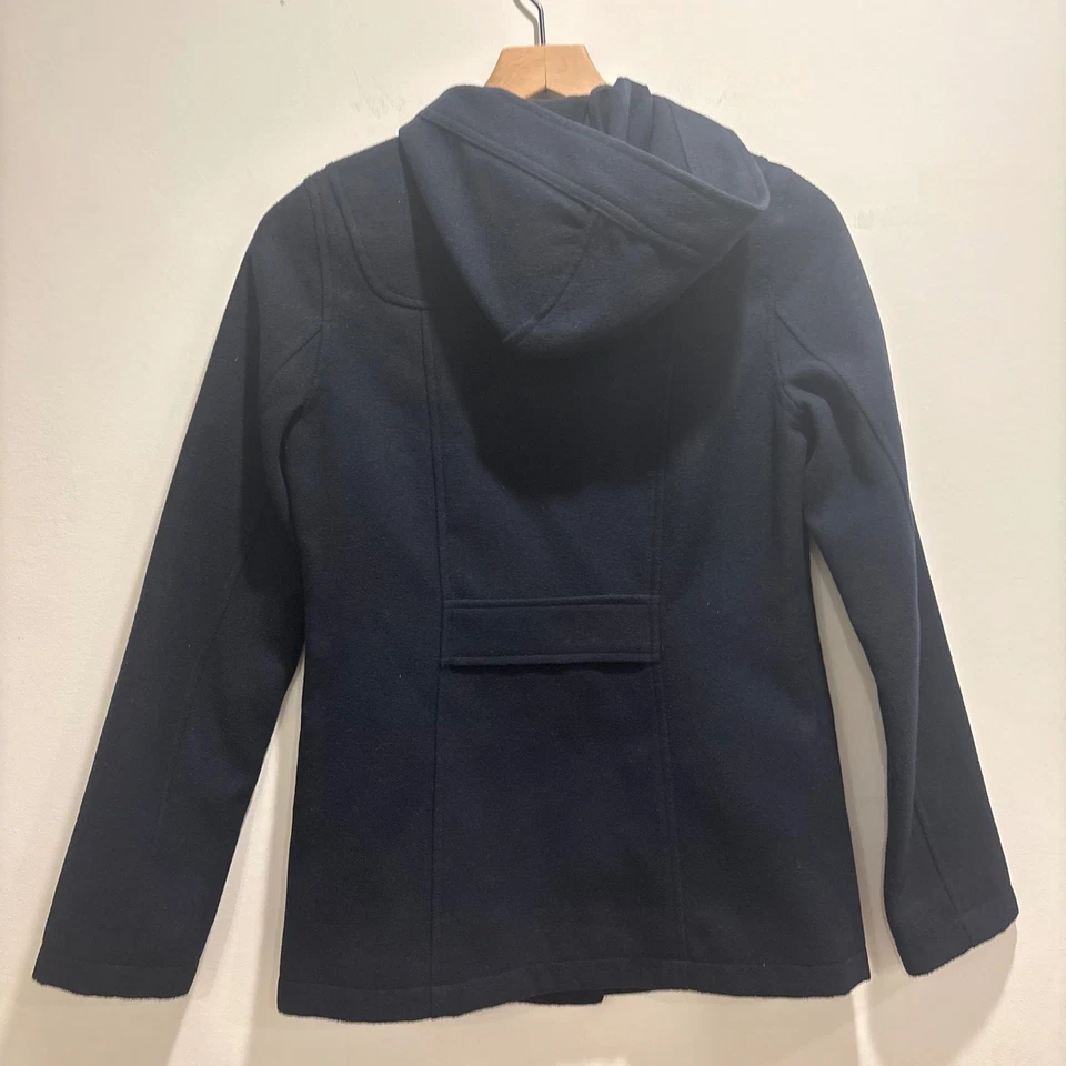 So Juniors Duffle Toggle Coat Navy Blut Hood Lightweight Paddington Preppy Sz S - Image 4 of 4