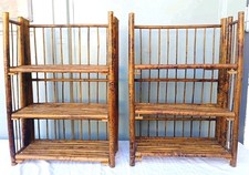 Scaffale bambù vintage pieghevole anni 70 rattan mensola da parete set mensola piante