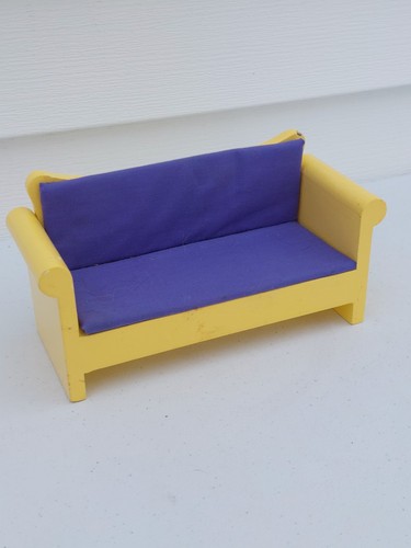 Larger Doll Size Wooden Couch 8.5x3" Unbranded Dollhouse Furniture Yellow Purple