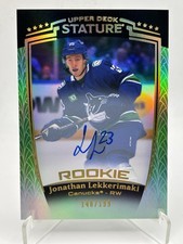 Jonathan Lekkerimaki 2024 Upper Deck Stature Rookie Auto Green /199 RC