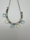 Vintage Faceted Gold Tone Crystal Necklace Citron and Blue — photo 7