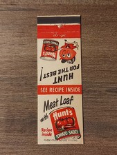 Vtg. Hunt's Tomato Sauce Recipe, Dutch Meat Loaf Matchcover (J9)