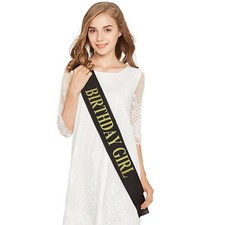 Birthday Girl Sash with Free LED Balloons - Satin Happy Birthday - Ships from US