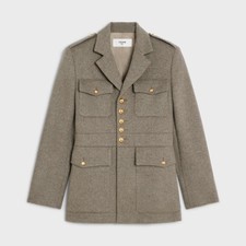 Celine Beige Gris Diagonal Cashmere Saharienne Jacket F 36/us 4 $4,650
