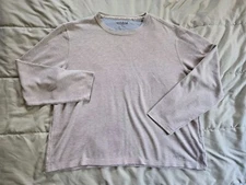 Orvis Mens Shirt Size XL Gray Striped Long Sleeve Sweater Rayon Pullover Thermal