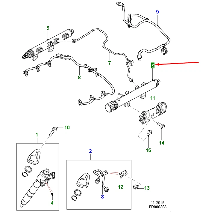 JAGUAR F-PACE X761 Left Side Fuel Rail JDE33019 NEW GENUINE | eBay