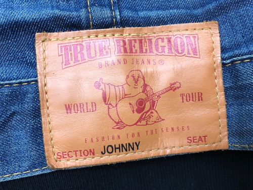 TRUE RELIGION JOHNNY BLUE DENIM JEAN JACKET BLACK HOODIE HOODED TOP MEDIUM - Picture 24 of 24
