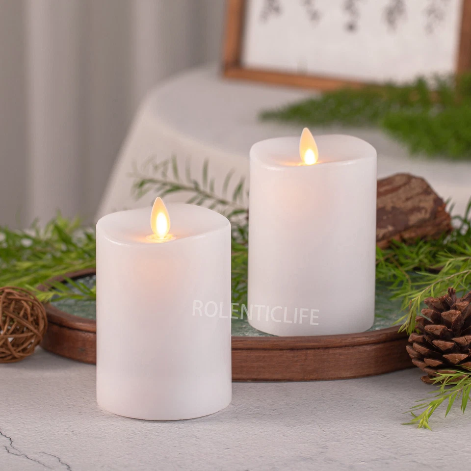 Set of 3 Luminara Flameless Battery Pillar Wax Candles with Remote Moving Flame - Image 3 of 4