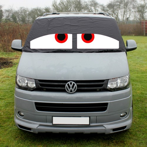 VW T5 Screen Cover Black Out Blind Curtain Window Wrap Red Eyes Sun Shade - Picture 5 of 9