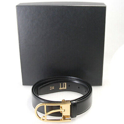 DUNHILL Gold D Buckle Black Calf Leather Belt with box VG DUNHILL Gold D Buckle Black Calf Leather Belt with box VG
