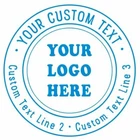 Custom Logo Double Round Border Stamp -3 Lines of Text-Self-Inking Stamper Black