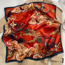 100% Silk 26” large Square Scarf Women neckerchief Wrap red blue yellow WS459