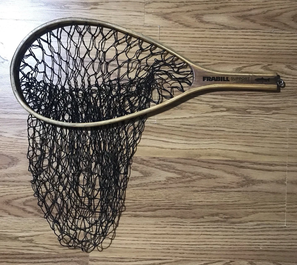 Red de trucha con mango de madera Frabill aro de 8" x 14" | Red de vinilo profundo de 16" Foto 3 de 4