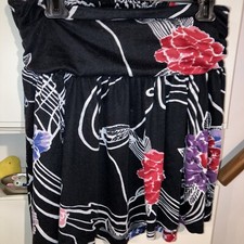 Women s Target Xhilaration Medium, Black Flower, Elastic Waist Skirt