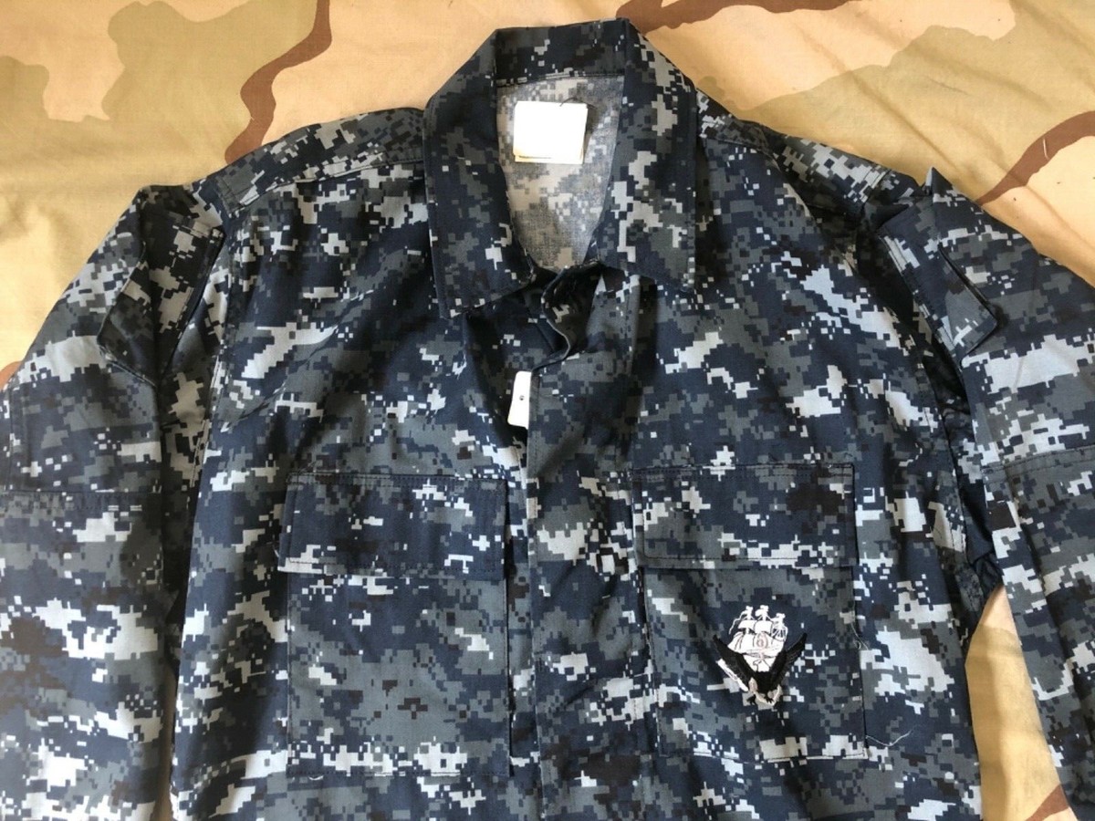 US NAVY Shirt NWU BLUE CAMO Working Blouse NSN 8405-01-540
