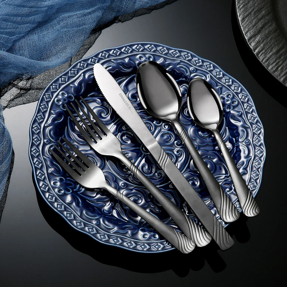 Juego de cubiertos de 48 piezas para 8 cubiertos de acero inoxidable para servir de comedor utensilios de cubiertos Foto 2 de 4