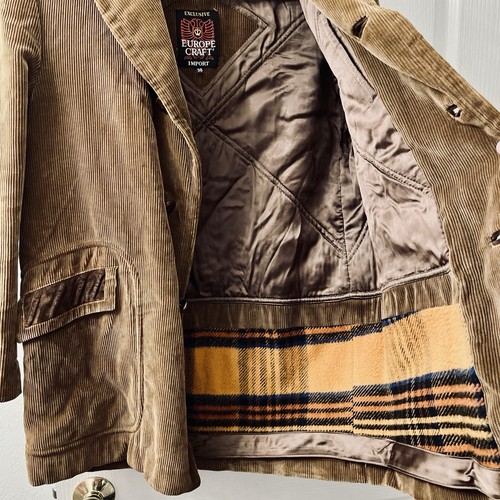 De Colección Europa Artesanal Para Hombre 38 Marrón Pana Chaqueta Manta Forrada Recortada Yugoslavia - Imagen 6 de 9