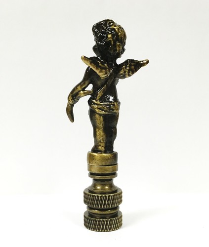 Lamp Finial-CHERUB-Aged Brass Finish, Highly detailed metal casting - Picture 5 of 11