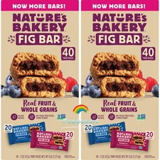 2 Packs Nature's Bakery Fig Bars Variety Pack 40 ct 80 oz Each Pack, Total 80 ct