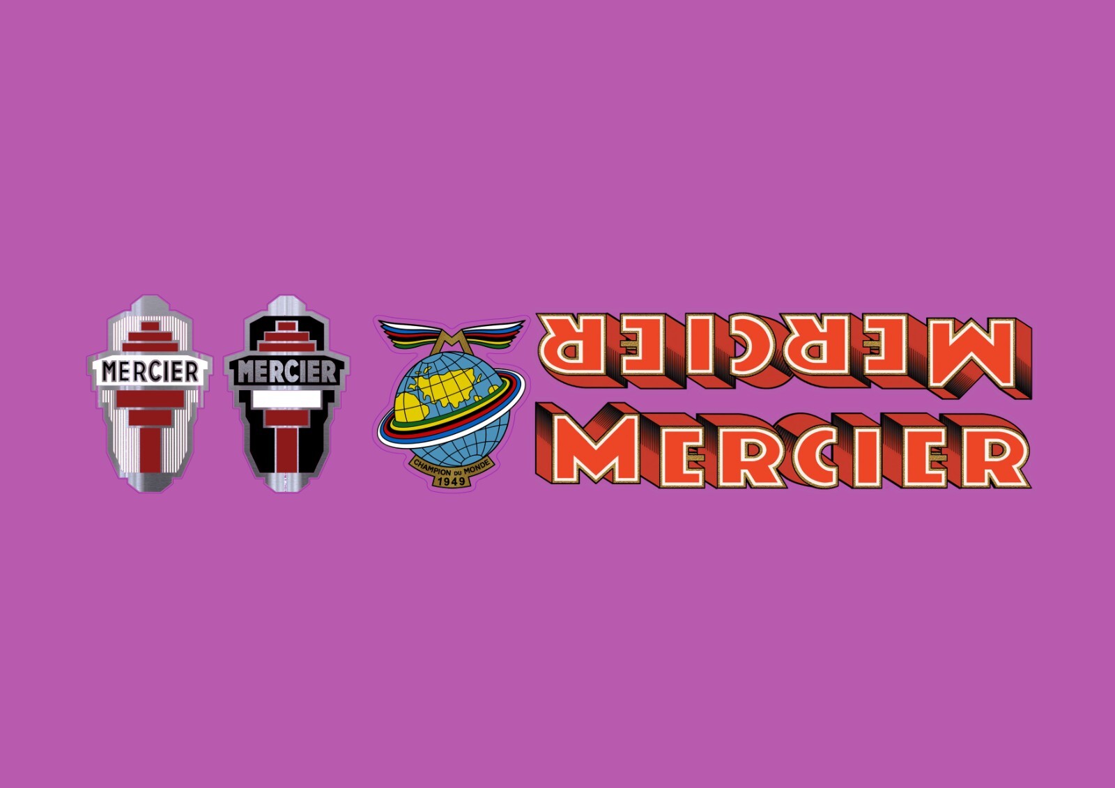 Autocollants Mercier vélo vintage stickers blanc route