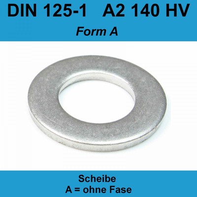 8,4 DIN 125 A2 V2A Unterlegscheiben Beilagscheiben A Edelstahl f. M8