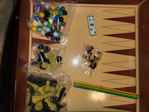 9 in 1 Game Set Chess Checkers Backgammon Tic-Tac-Toe Pieces still in Plastic - Picture 4 of 6