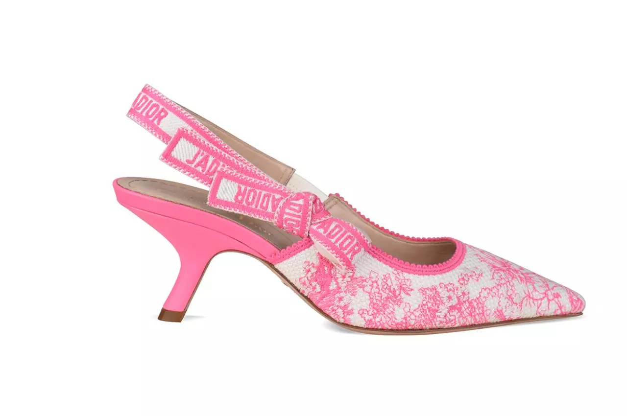 NEUF ESCARPIN DIOR J'ADIOR COTON BRODÉ ROSE Toile De Jouy 37,5 7,5