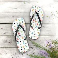 Dinosaur pattern Flip Flops Dino summer