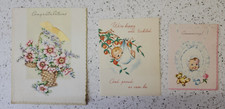 1947 3 Baby Congratulations Cards Birth Announcement Floral American Greeting