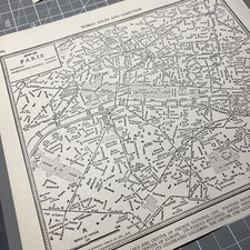1940's Map of Paris Railroad underground railways  atlas Map Vintage
