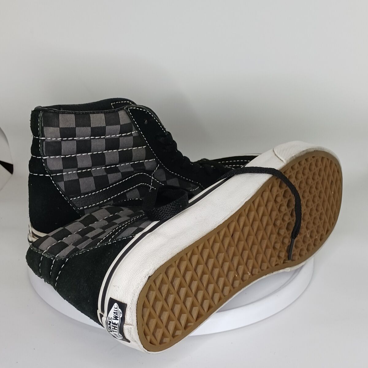 Vans Sk8 Hi Black Gray Checkered High Top Skate Shoes Vans Sk8 Hi Black Gray Checkered High Top Skate Shoes