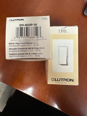New in Box - Lutron DIVA DV-603P-IV 3-Way Incandescent 600W Preset Dimmer Ivory