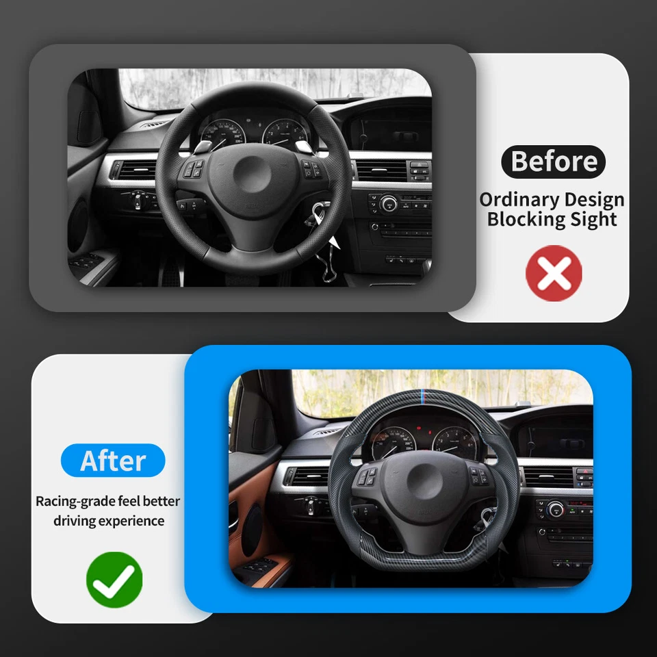 Volante de fibra de carbono Hydro Dip para BMW E90 E92 E93 M3 328i 335i SSG Foto 4 de 4