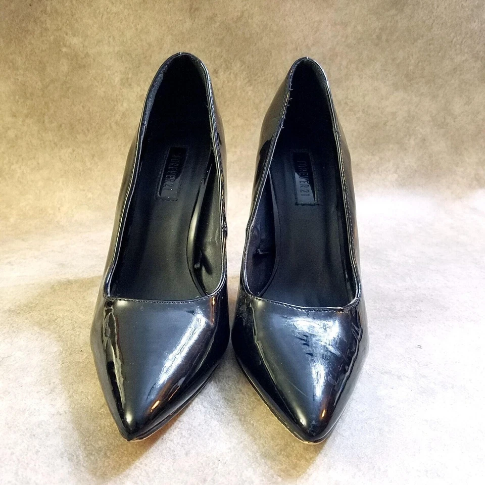 Zapatos de tacón Forever21 para mujer 00327132 talla 7,5 negros sin cordones punta 4" Foto 2 de 4