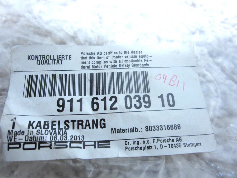 Genuine Porsche 911 912 Rear Tail Light Signal Wiring Harness 91161203910 #3F-8 - Image 2 of 2