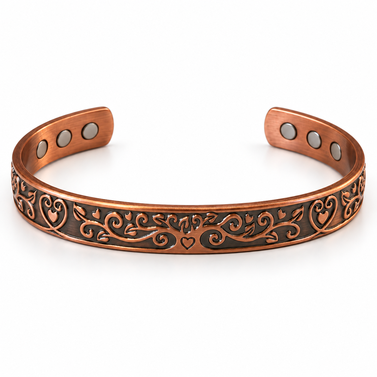 Tree Layout Png Magnetic Pure Copper Cuff Bracelet Double Heart Tree Adjustable Unisex ...