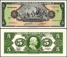 El Salvador 5 Colones, 1983, P-134a, UNC