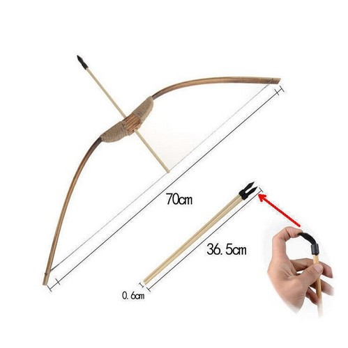 NEW WOODEN BOW WITH 3 ARROWS AND QUIVER--Kids Wood Archery Bow for Hunting (TOY) - Picture 5 of 5
