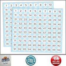 25 Sheets 1 to 100 Number Stickers Labels 0.4" Round Pack of 2500