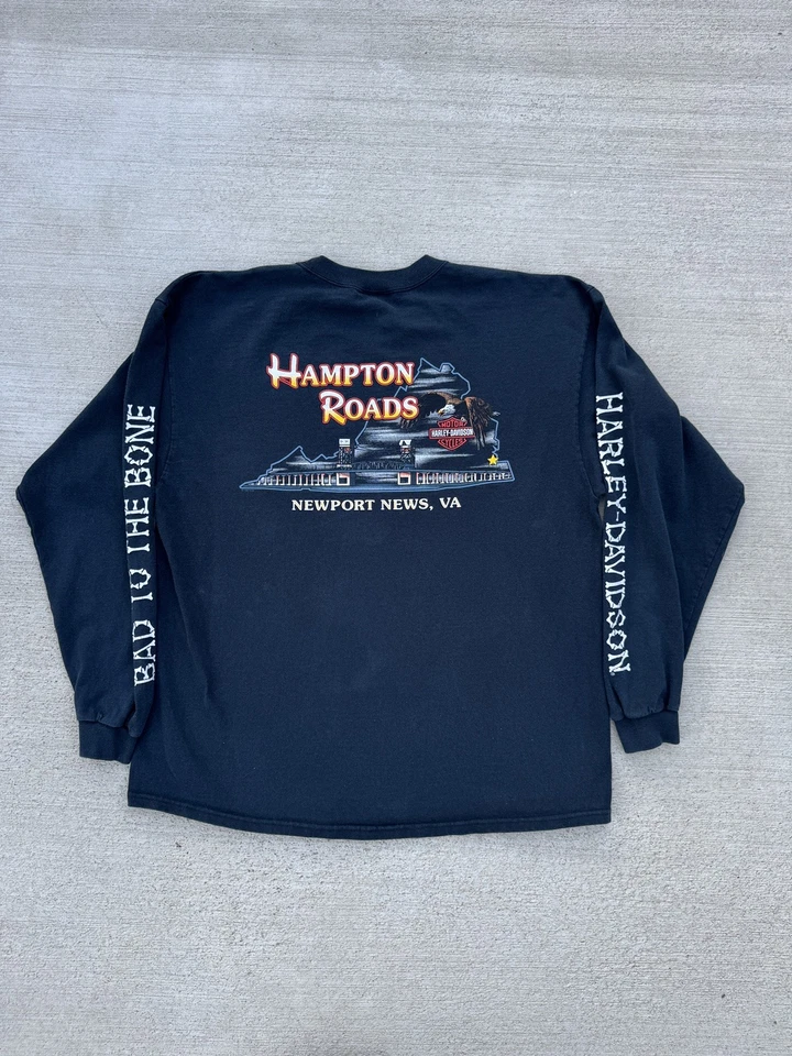 Vintage 1998 Harley Davidson Bad To The Bone Long Sleeve T-Shirt - Image 2 of 4