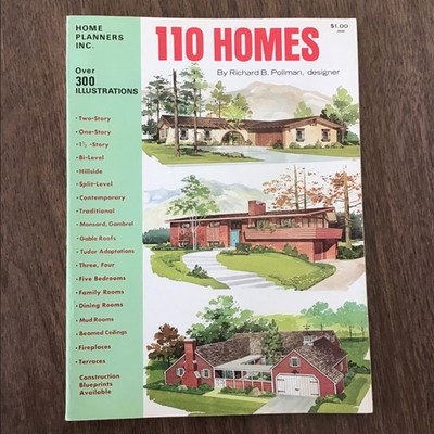 1972 vtg MCM Contemporary Home Plans 110 HOUSE Floor Plans Book SEE INDEX