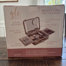 Glo Tech Beauty Case with LED Mirror Pink New in Box
