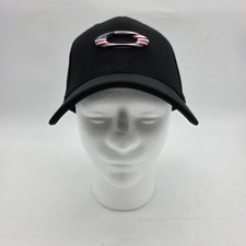 OAKLEY TINCAN S/M Men's USA American Flag Ellipse Logo Black Stretch Fit Cap Hat