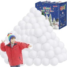 120 Pack Fake Snow Balls, Soft Snow Fight Set, Plush Snow Balls for Indoor, W...