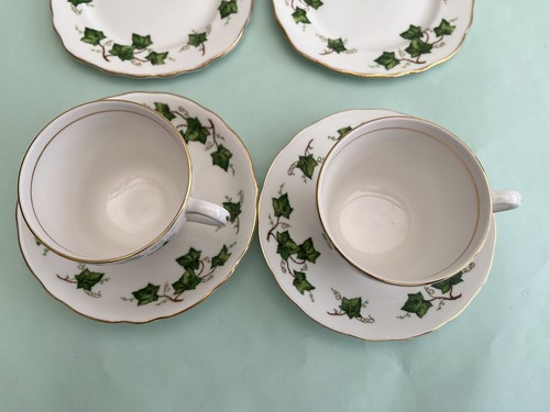 PAIR  COLCLOUGH IVY LEAF TRIOS CUP SAUCER & SQUARE PLATE - GOOD CONDITION - Picture 5 of 7