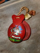 Vntg Hand Painted Castanets Spanish Folk Art- Spain