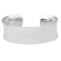 Silverly Silber Poliert Gekrummte Konkave Form Verstellbare Stulpe Armband