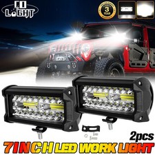 2PCS 7" inch LED Work Lights Bar Flood Spot Combo Offroad Driving Truck Fog Lamp
