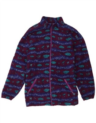 L.L.Bean Damen Fleecejacke abstraktes Muster UK 18 XL burgund Blumen EC45